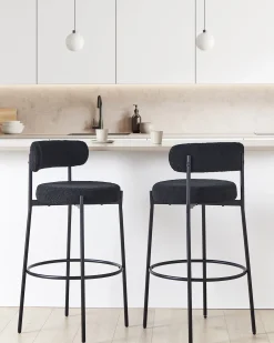 Set di 2 sedie alte ALLISON Bouclé Nero