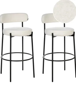 Set di 2 sedie alte ALLISON Bouclé Bianco