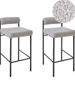 Set di 2 sedie alte AMAYA Bouclé Grigio