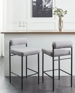 Set di 2 sedie alte AMAYA Bouclé Grigio