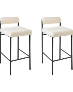 Set di 2 sedie alte AMAYA Bouclé Bianco sporco