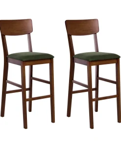 Set di 2 sedie alte AMBLER Legno Marrone scuro/Verde