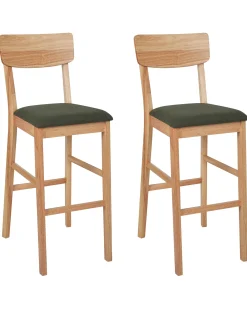 Set di 2 sedie alte AMBLER Marrone chiaro/Verde
