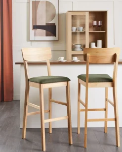 Set di 2 sedie alte AMBLER Marrone chiaro/Verde