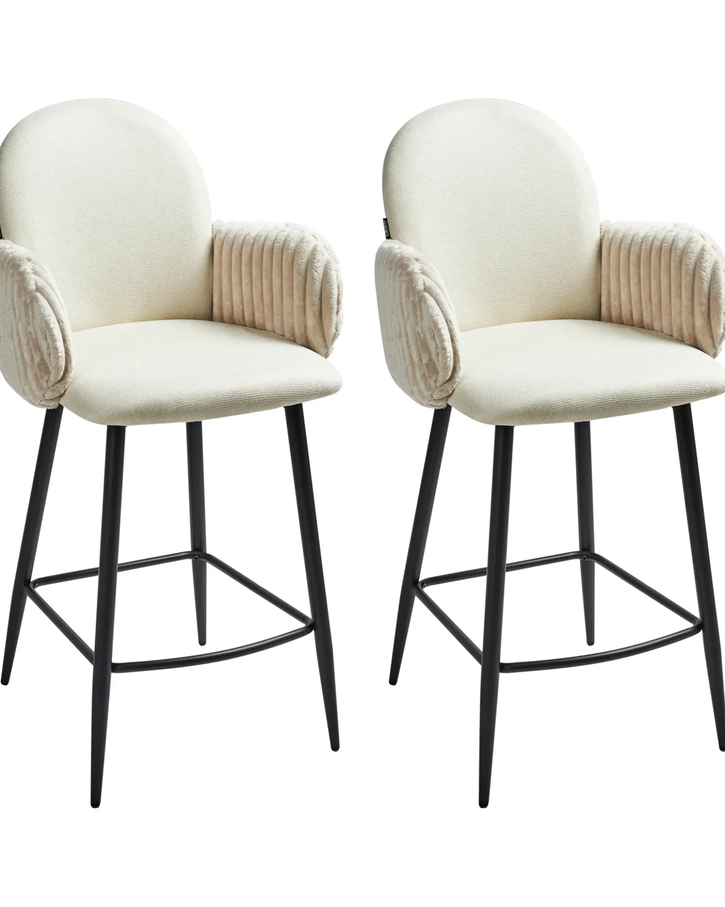 Set di 2 sedie alte AMITY Tessuto Beige chiaro
