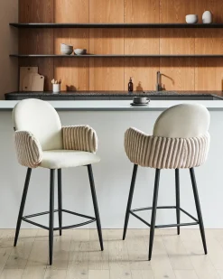 Set di 2 sedie alte AMITY Tessuto Beige chiaro