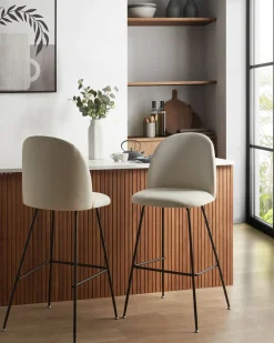 Set di 2 sedie alte ARCOLA Velluto Bianco sporco