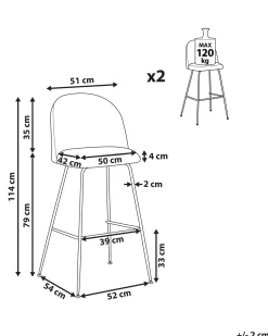 Set di 2 sedie alte ARCOLA Velluto Bianco sporco