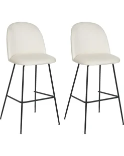 Set di 2 sedie alte ARCOLA Velluto Bianco sporco
