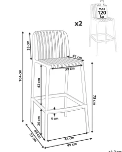 Set di 2 sedie alte ARICCIA 2 in 1 Materiale sintetico Rosso chiaro