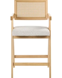 Set di 2 sedie alte AVA Legno Marrone chiaro/Beige