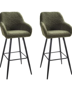 Set di 2 sedie alte CASMALIA Bouclé Verde scuro