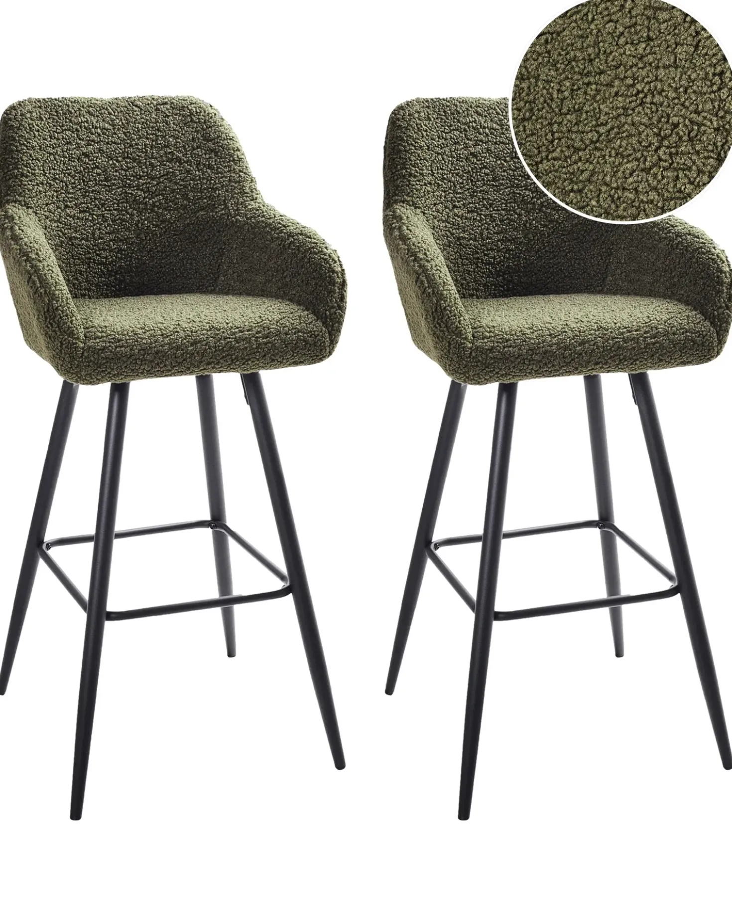 Set di 2 sedie alte CASMALIA Bouclé Verde scuro