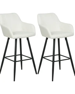 Set di 2 sedie alte CASMALIA Velluto Bianco sporco