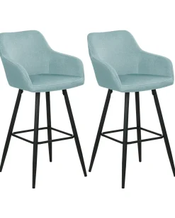 Set di 2 sedie alte CASMALIA Velluto Azzurro