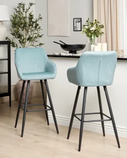 Set di 2 sedie alte CASMALIA Velluto Azzurro
