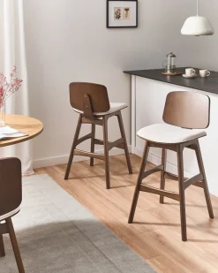 Set di 2 sedie alte CHARLESTON Legno Marrone/Beige chiaro