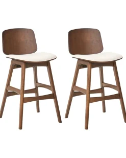 Set di 2 sedie alte CHARLESTON Legno Marrone/Beige chiaro