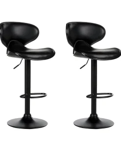 Set di 2 sedie alte CONWAY Pelle sintetica Nero