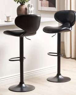 Set di 2 sedie alte CONWAY Pelle sintetica Nero