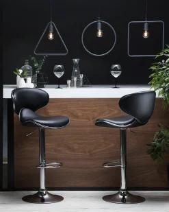Set di 2 sedie alte CONWAY Pelle sintetica Nero