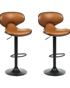 Set di 2 sedie alte CONWAY Pelle sintetica Marrone dorato