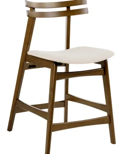 Set di 2 sedie alte CYNTHIANA Legno Marrone/Bianco Sporco