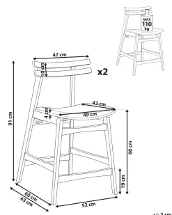 Set di 2 sedie alte CYNTHIANA Legno Marrone/Bianco Sporco