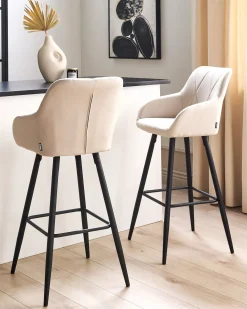 Set di 2 sedie alte DARIEN Beige chiaro