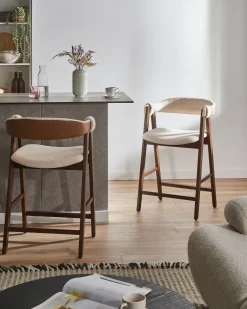 Set di 2 sedie alte DAY Bouclé Marrone/Beige chiaro