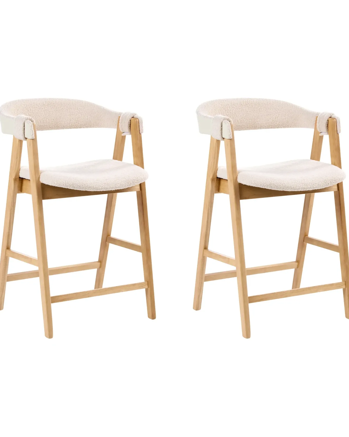 Set di 2 sedie alte DAY Bouclé Marrone chiaro/Beige chiaro