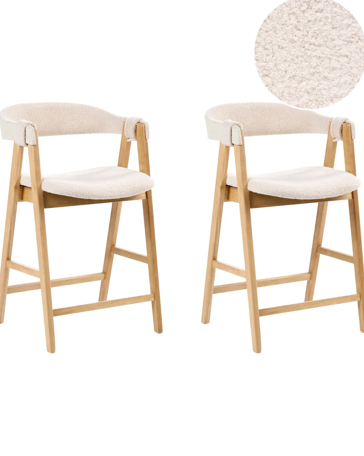 Set di 2 sedie alte DAY Bouclé Marrone chiaro/Beige chiaro