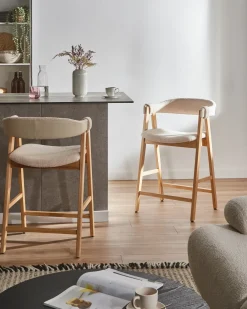 Set di 2 sedie alte DAY Bouclé Marrone chiaro/Beige chiaro
