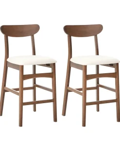 Set di 2 sedie alte DOYLE Legno Marrone/Beige chiaro