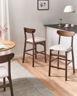 Set di 2 sedie alte DOYLE Legno Marrone/Beige chiaro
