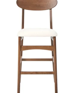 Set di 2 sedie alte DOYLE Legno Marrone/Beige chiaro
