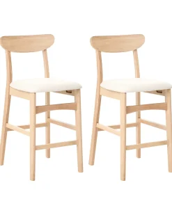 Set di 2 sedie alte DOYLE Legno Marrone chiaro/Beige chiaro