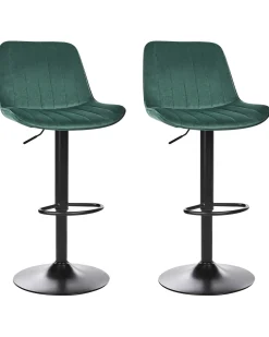 Set di 2 sedie alte DUBROVNIK Velluto Verde smeraldo