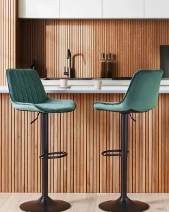 Set di 2 sedie alte DUBROVNIK Velluto Verde smeraldo