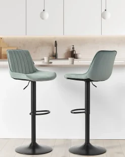 Set di 2 sedie alte DUBROVNIK Velluto Verde menta
