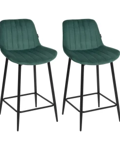 Set di 2 sedie alte DUBROVNIK Velluto Verde smeraldo