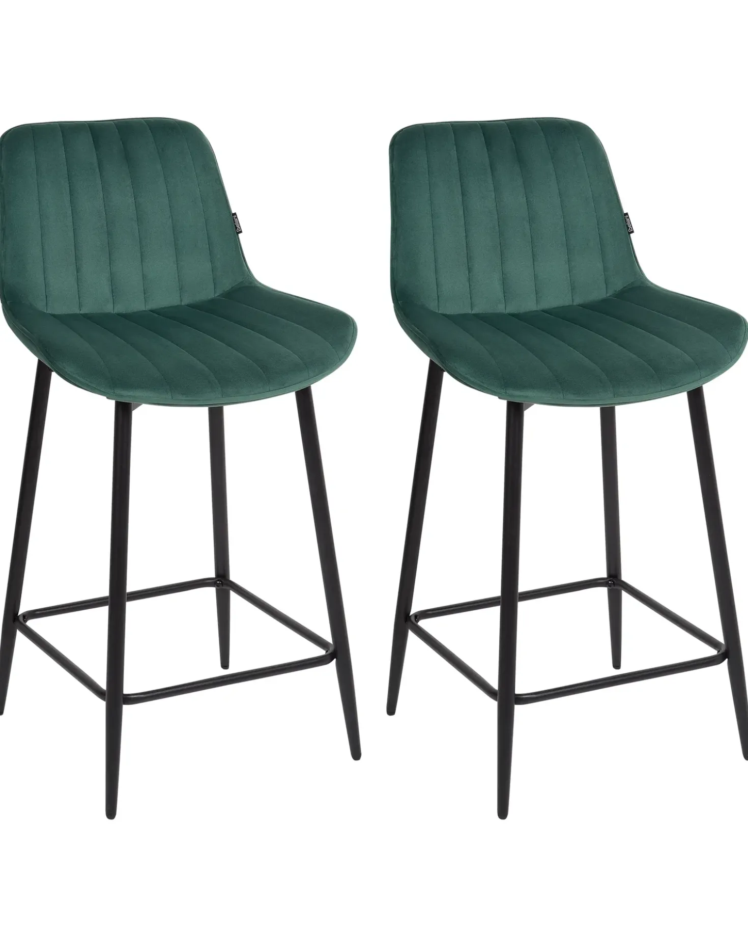 Set di 2 sedie alte DUBROVNIK Velluto Verde smeraldo