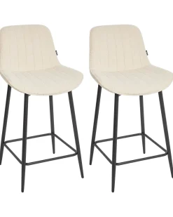 Set di 2 sedie alte DUBROVNIK Bouclé Beige chiaro
