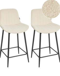 Set di 2 sedie alte DUBROVNIK Bouclé Beige chiaro