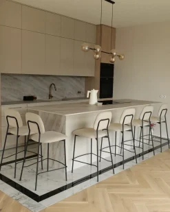 Set di 2 sedie alte DUETTE Velluto Beige chiaro