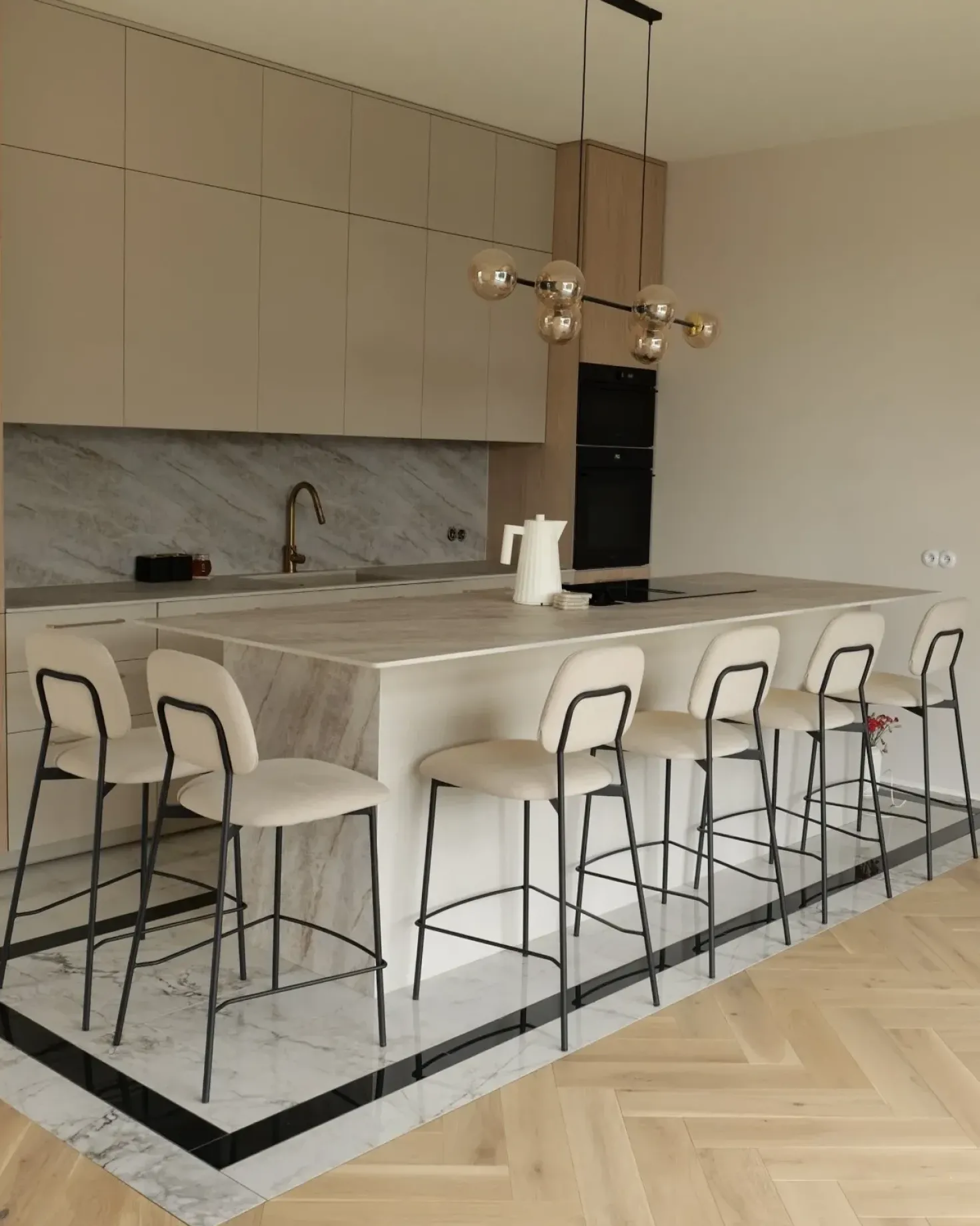 Set di 2 sedie alte DUETTE Velluto Beige chiaro