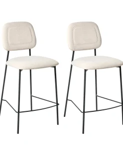 Set di 2 sedie alte DUETTE Velluto Beige chiaro