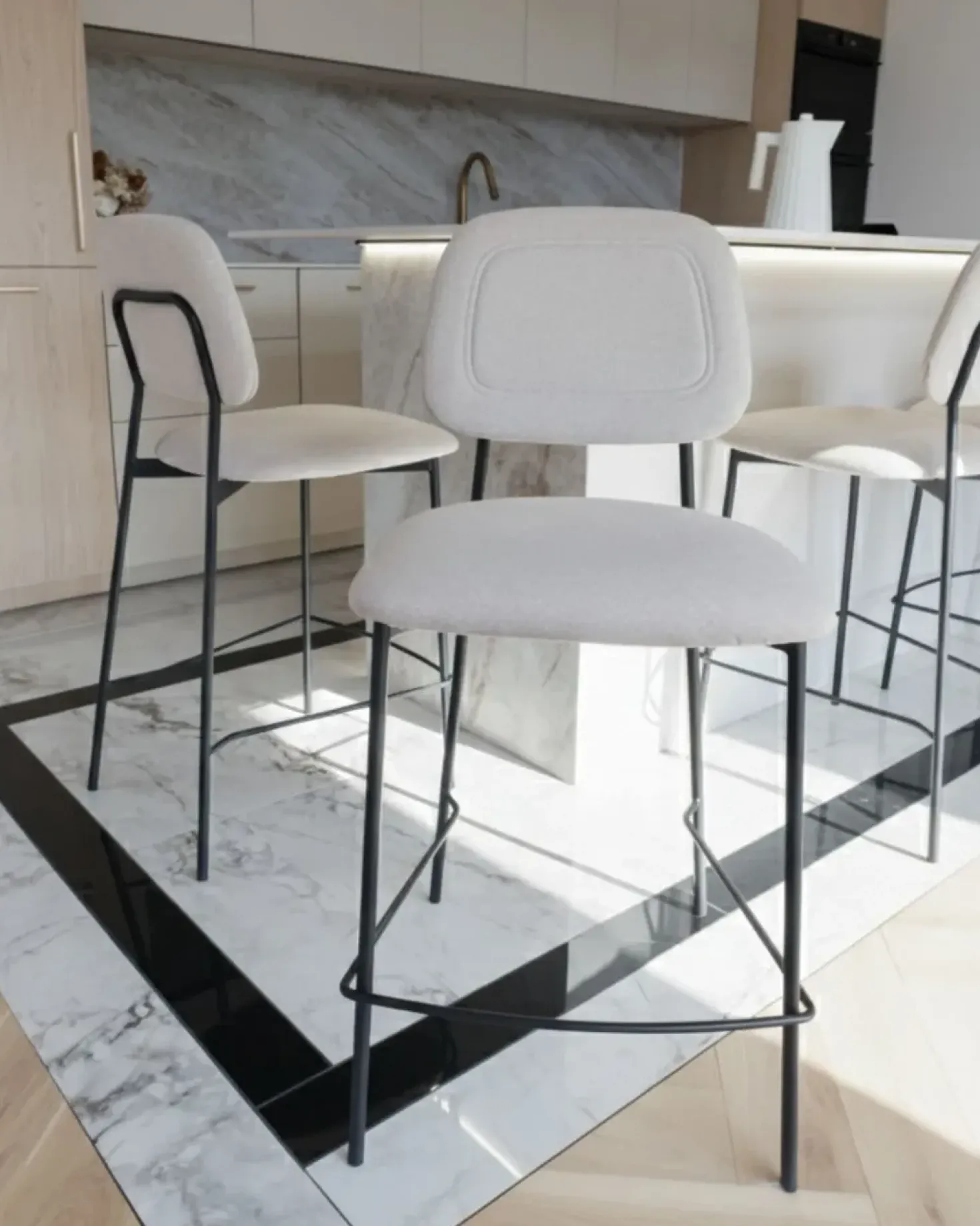 Set di 2 sedie alte DUETTE Velluto Beige chiaro