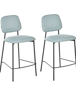 Set di 2 sedie alte DUETTE Tessuto Azzurro