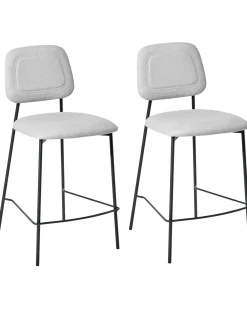 Set di 2 sedie alte DUETTE Lino sintetico Grigio chiaro